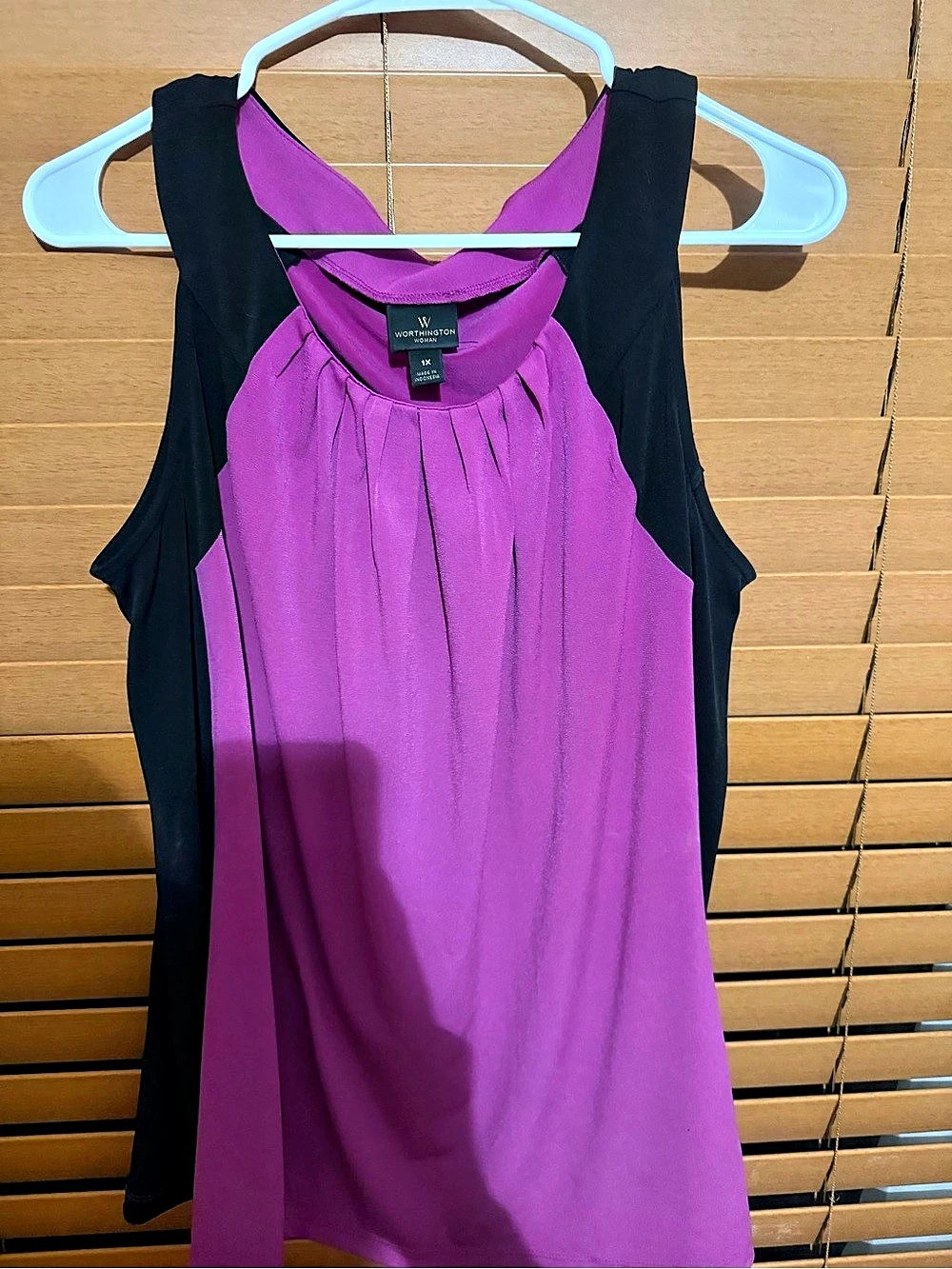 Worthington Purple & Black Sleeveless Blouse Size 1X Like New
